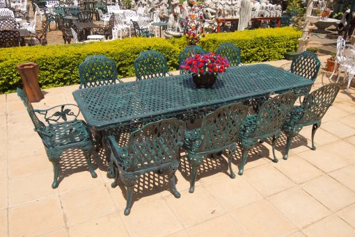 10-Seater Cast Aluminium Patio Furniture Cape Grape Set with 300 x 100 cm Rectangular Cape Grape Table