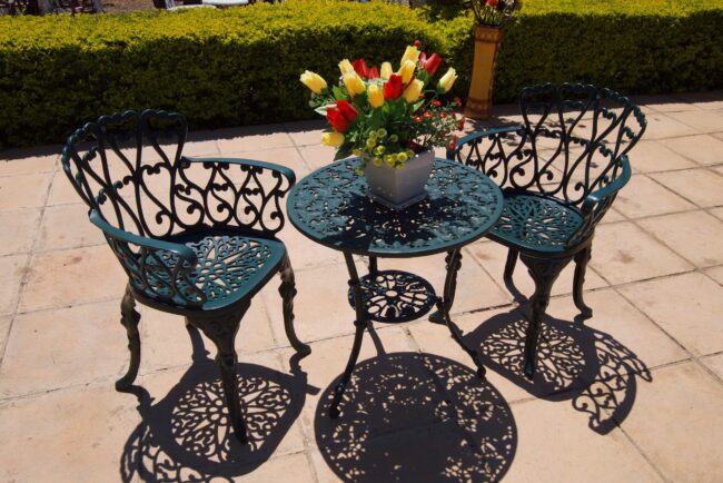 Cast Aluminium Patio Furniture Two-Seater Petite Set with 62cm Round Ivy Table
