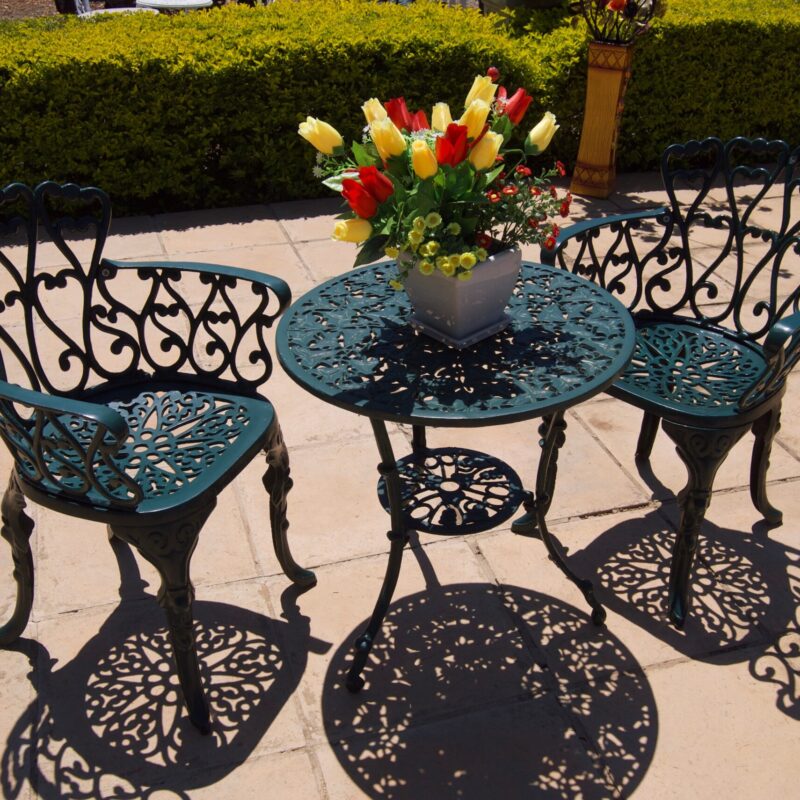 Cast Aluminium Patio Furniture Two-Seater Petite Set with 62cm Round Ivy Table