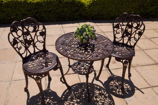 Two-Seater Cast Aluminium Patio Furniture Winelands Set with 62cm Round Winelands Table