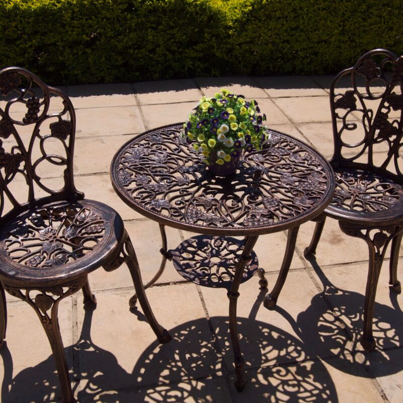 Two-Seater Cast Aluminium Patio Furniture Winelands Set with 62cm Round Winelands Table