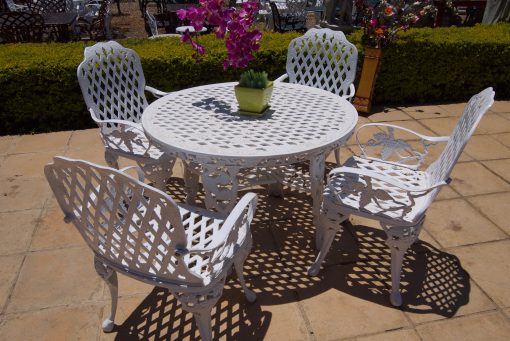 Four-Seater Cast Aluminium Patio Furniture CapeGrape Set with 108cm Round CapeGrape Table