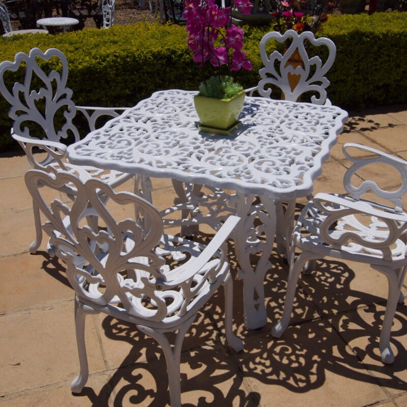 Four-Seater Cast Aluminium Patio Furniture Newlands Set with 90cm Square Egyptian Table