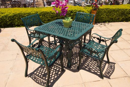 Four-Seater Cast Aluminium Patio Furniture Villa CapeGrape Set with 100cm Square CapeGrape Table