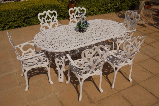 Six-Seater Cast Aluminium Patio Furniture Newlands Set with 180cm Oval Egyptian Table