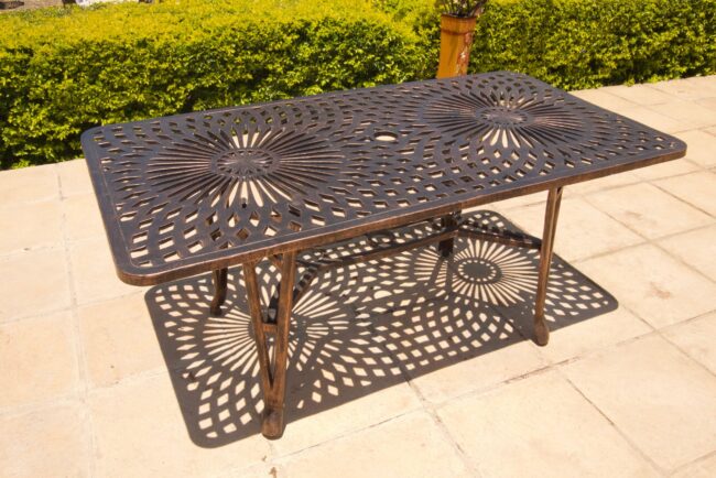 Cast Aluminium Patio Furniture Crystal Table Rectangular (157cmx85cm)